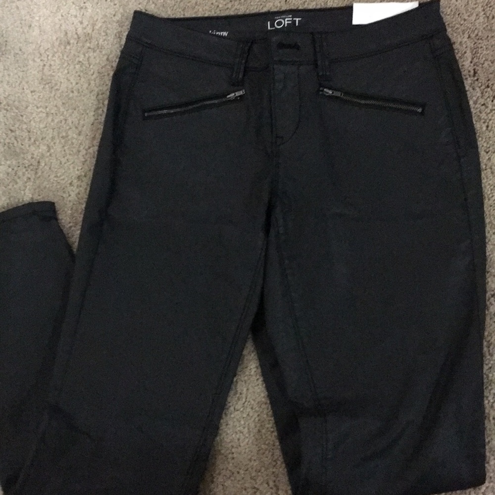 Ann Taylor Loft Modern skinny coated black jeans